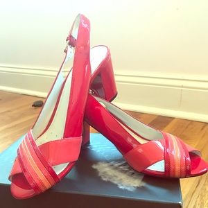 Red patent leather sandal only worn twice